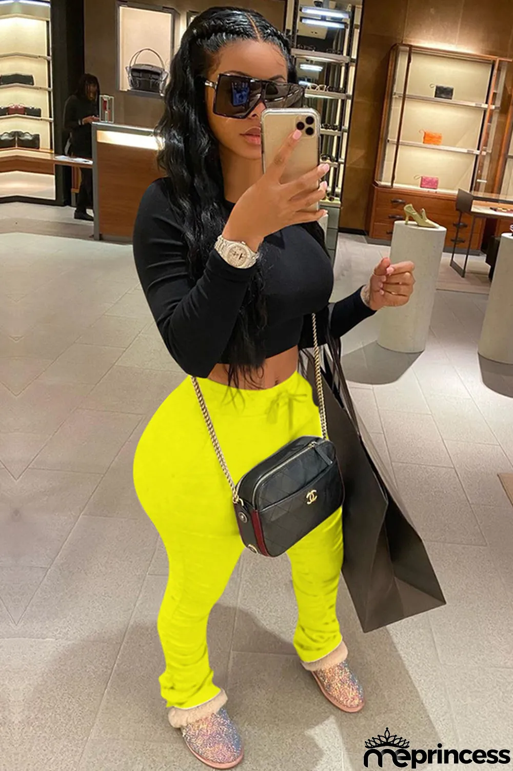 Cream white Polyester Elastic Fly Sleeveless Mid bandage Solid Patchwork pencil Pants