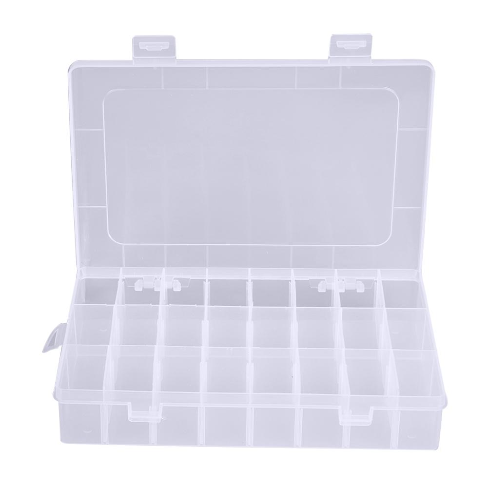 

24 Compartments Plastic Jewelry Pills Box Organizer Storage Container White, 501 Original