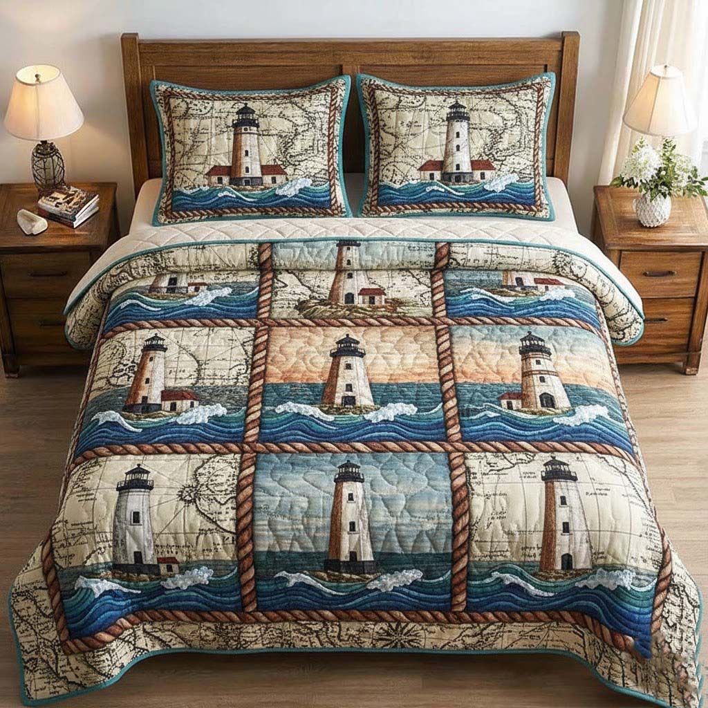 Marine Life 3-Piece Quilted Bedding Set GFTOTG3376