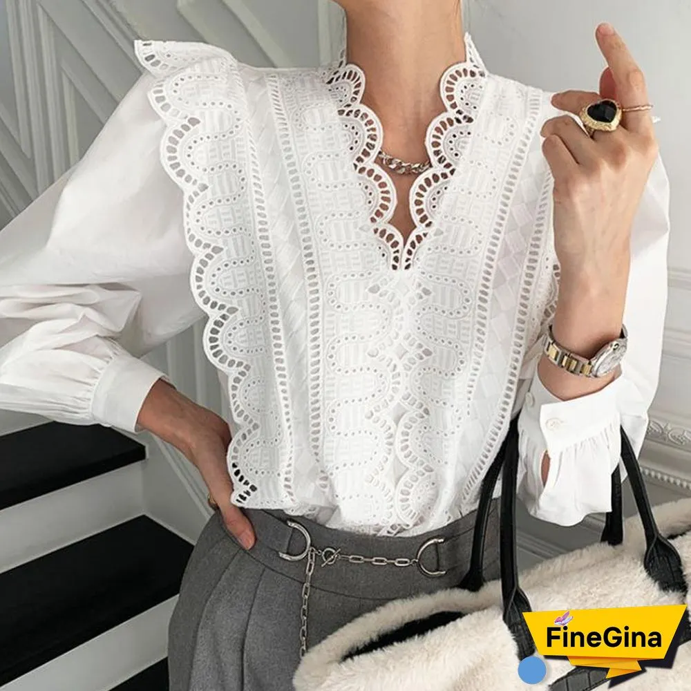 White Loose Chic Lace Top