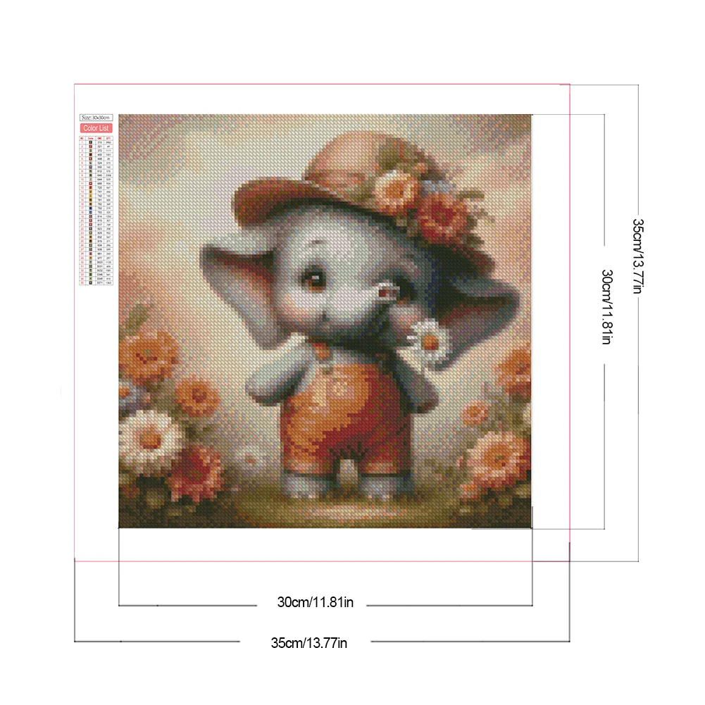 Diamond Painting - Full Square Drill - Flower Elephant(Canvas|35*35cm)