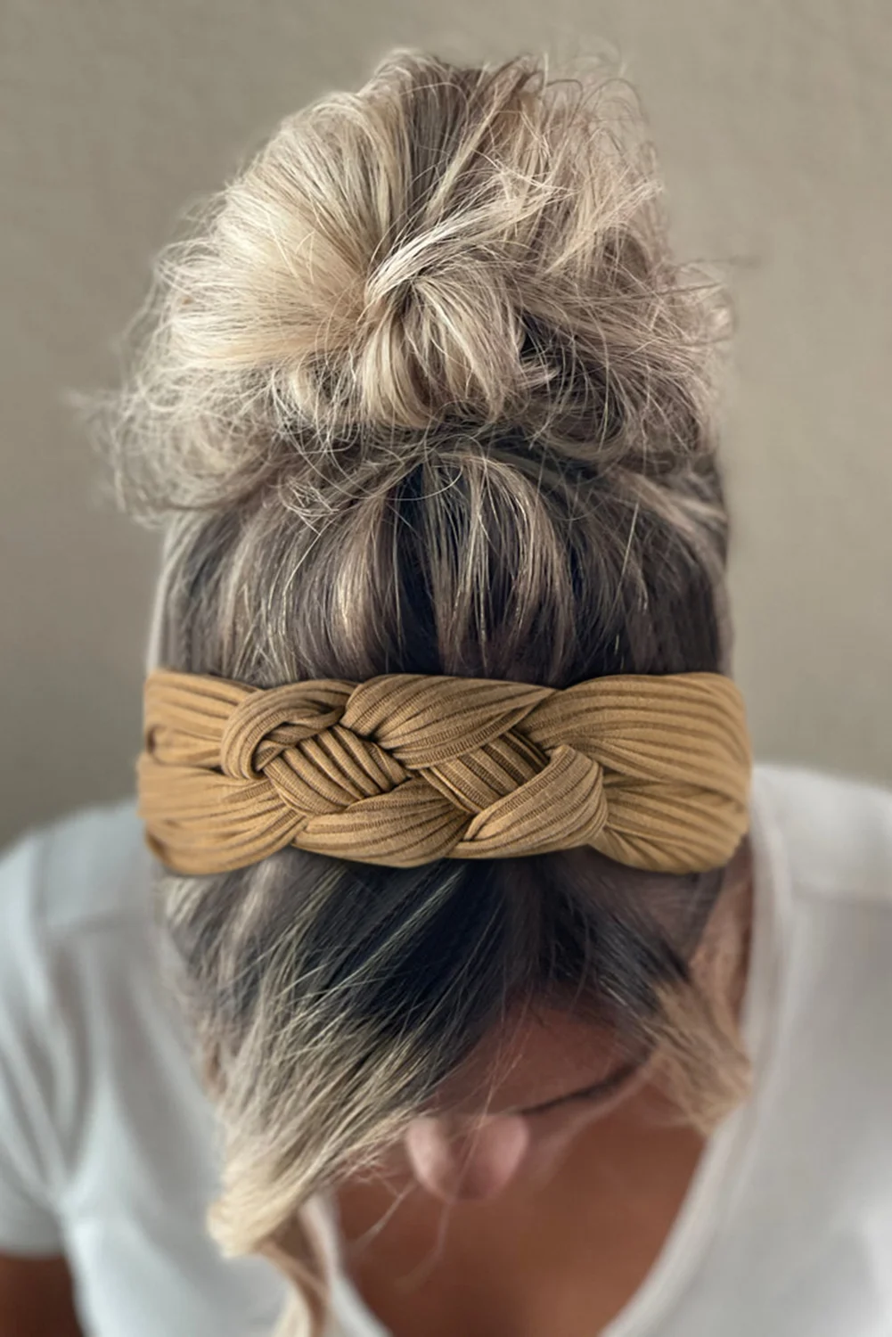 Khaki Braided Knit Wide Headband | IFYHOME