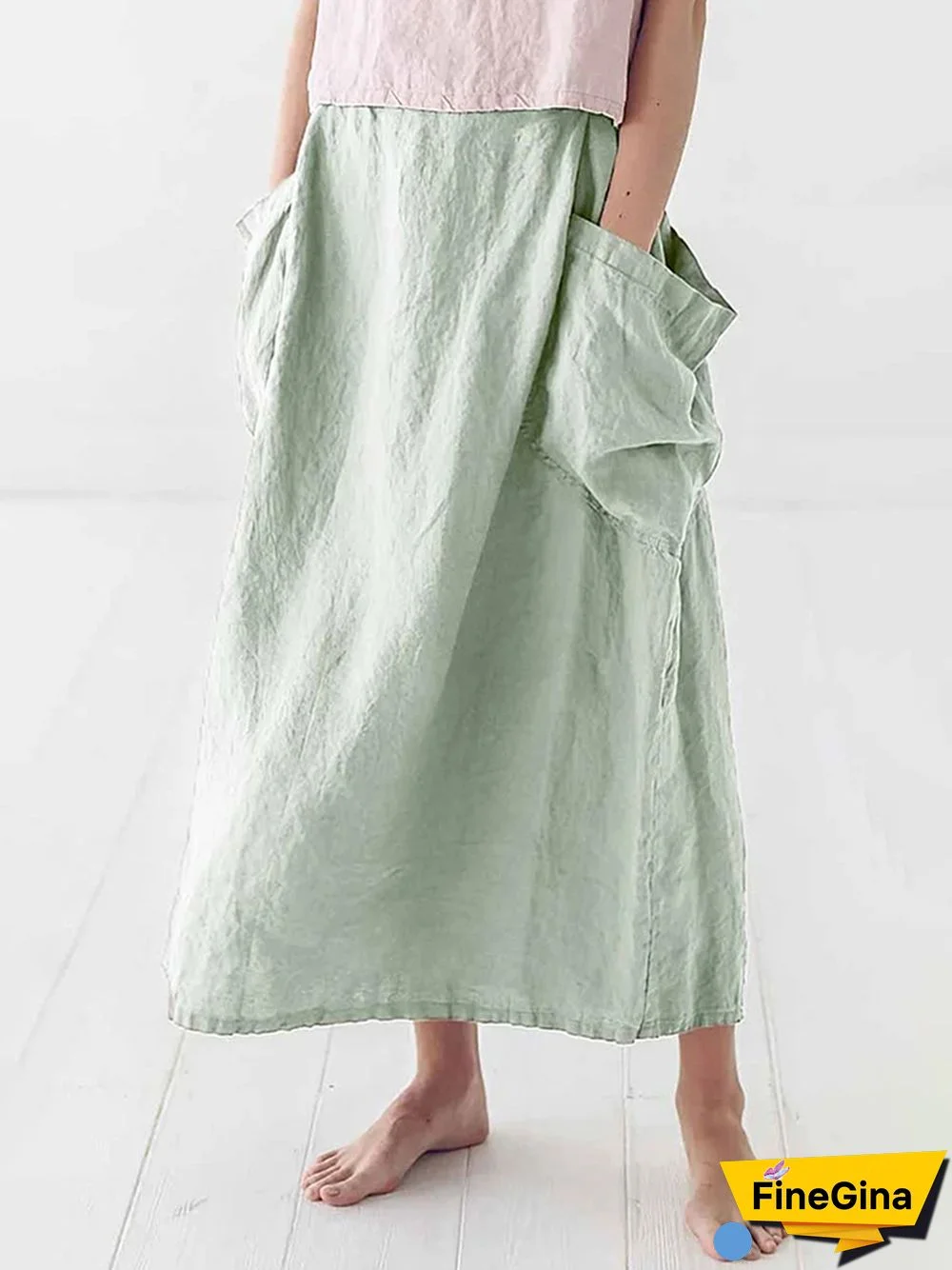 Marina Linen Elastic Waist Skirt