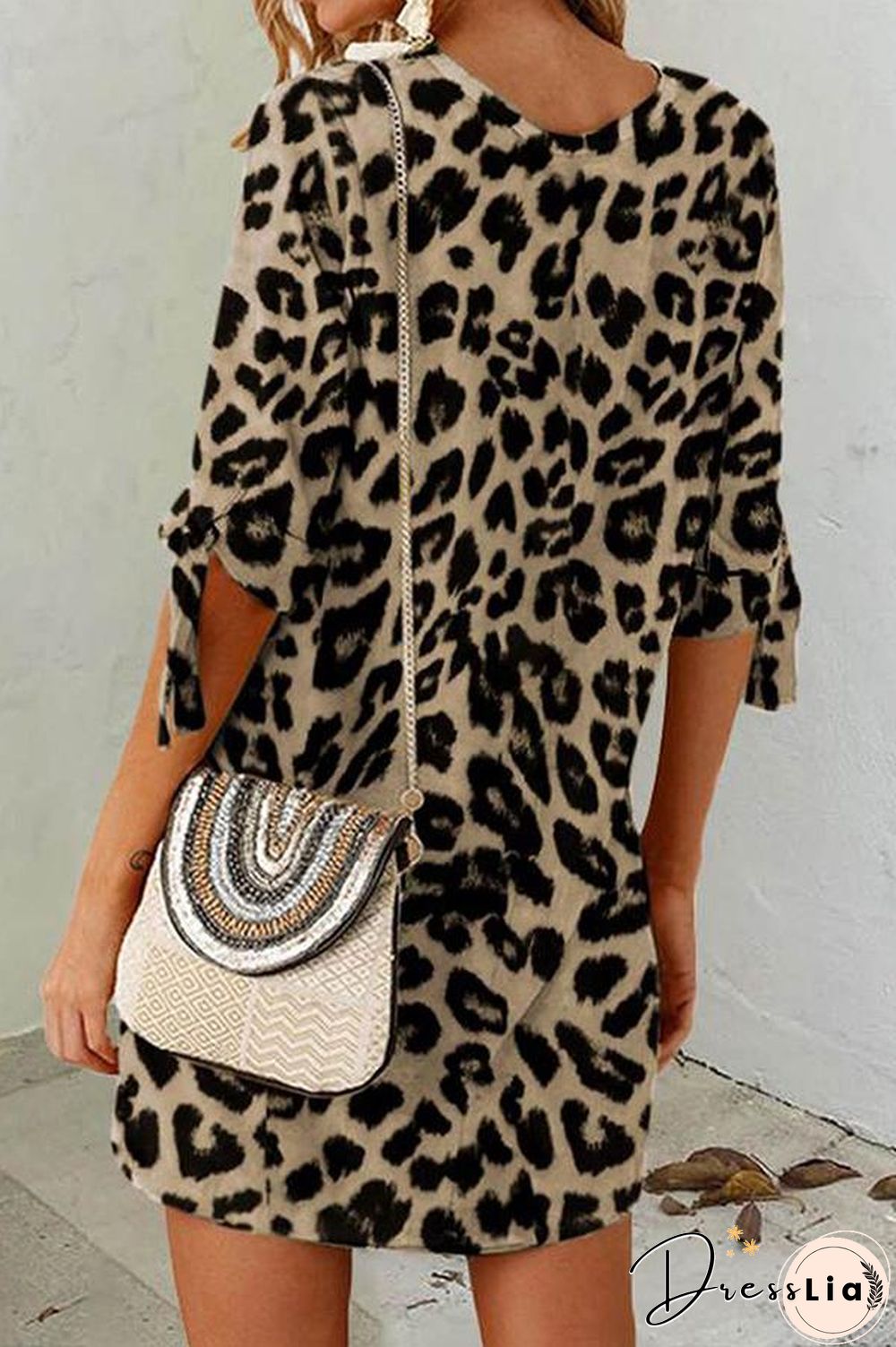 Leopard Print Round Neck Mini Dress (2 Colors) P13148