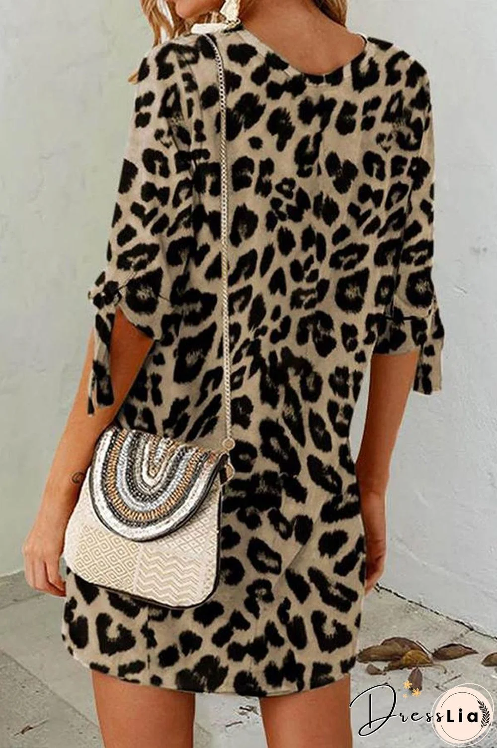 Leopard Print Round Neck Mini Dress (2 Colors) P13148