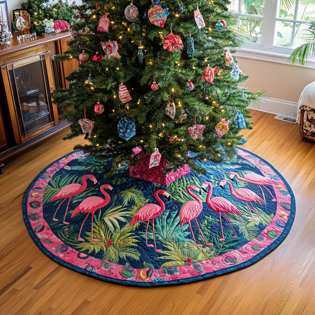 Pink Tropics Quilted Christmas Tree Skirt NCU0PT2675