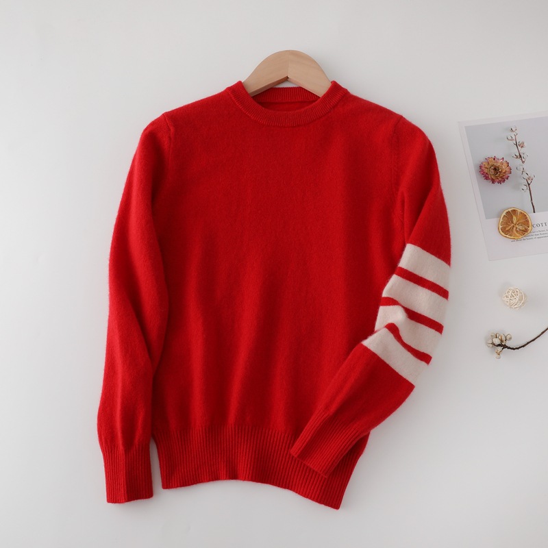 Pull en laine pour enfant avec poignets rayés- SOIE PLUS