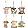6pcs/set DIY Diamond Painting Special Shape Double Sided  Diamond Art Keyring Keychain Kit (Calf)