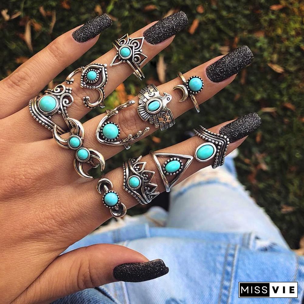 30 Styles Trendy Boho Midi Knuckle Ring Set For Women Crystal Geometric Finger Rings Fashion Bohemian Jewelry
