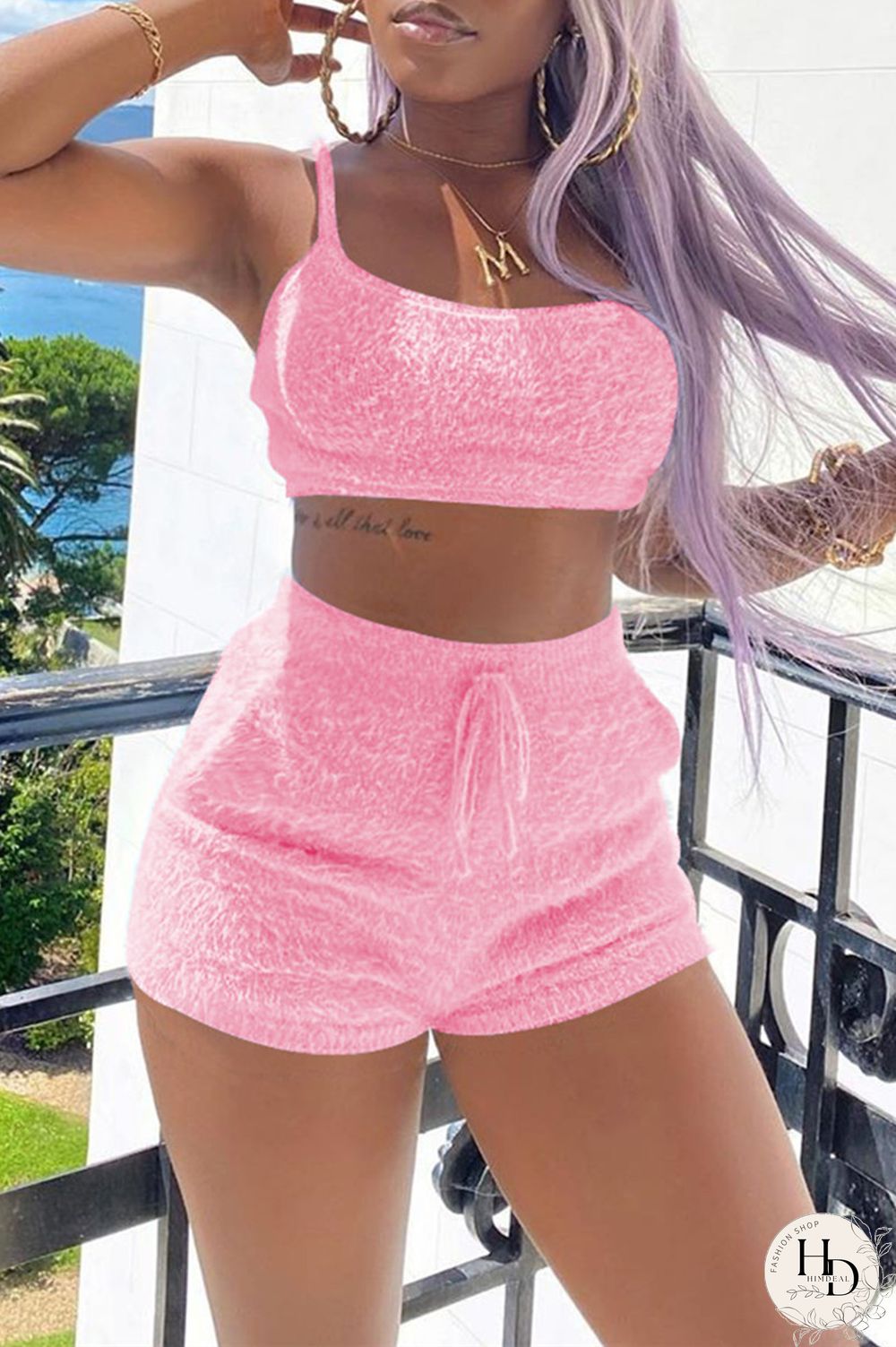 Black Sexy Casual Solid Backless Spaghetti Strap Sleeveless Two Pieces