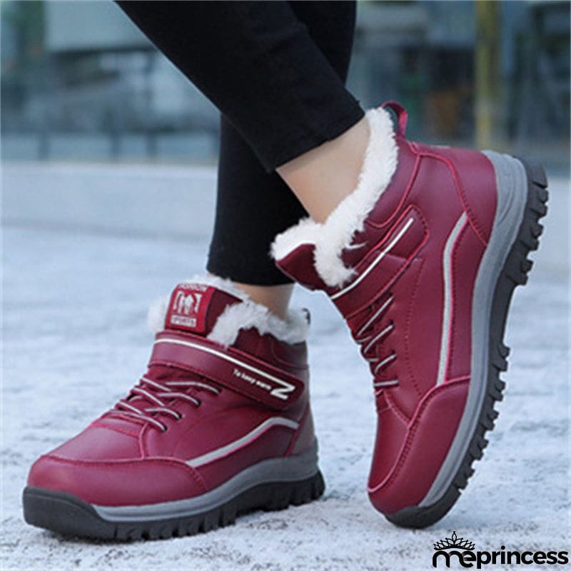 Winter Warm Plush Round Toe TPR Sole Women Snow Boots for Walking