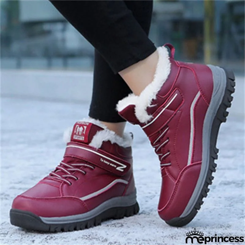 Winter Warm Plush Round Toe TPR Sole Women Snow Boots for Walking
