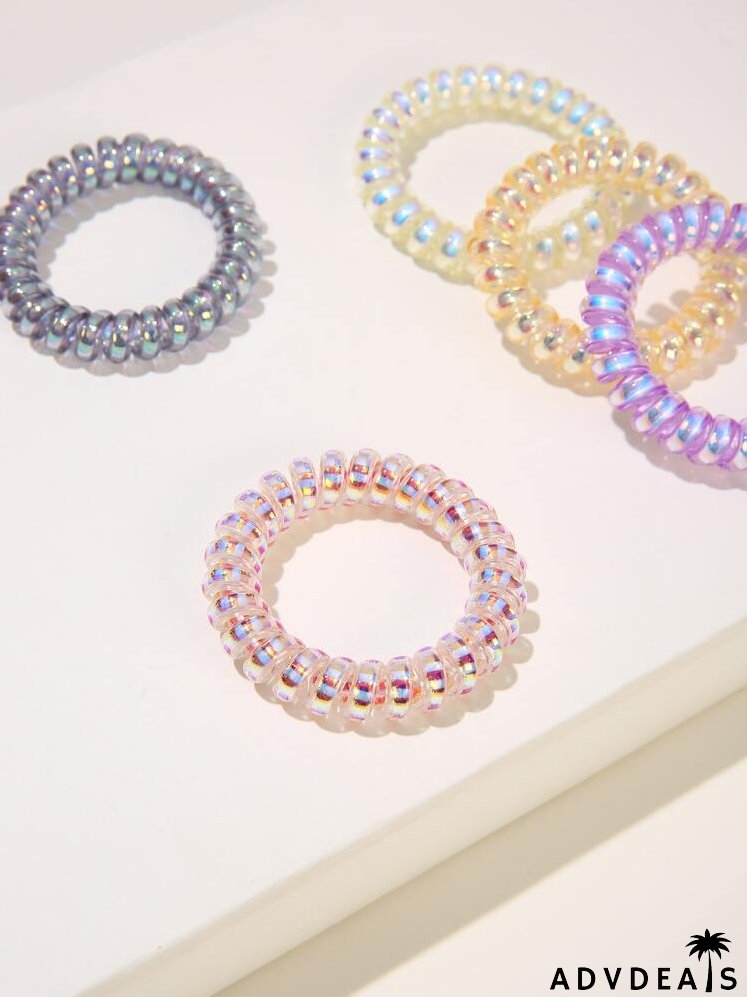 5pcs Simple Telephone Line Hair Tie