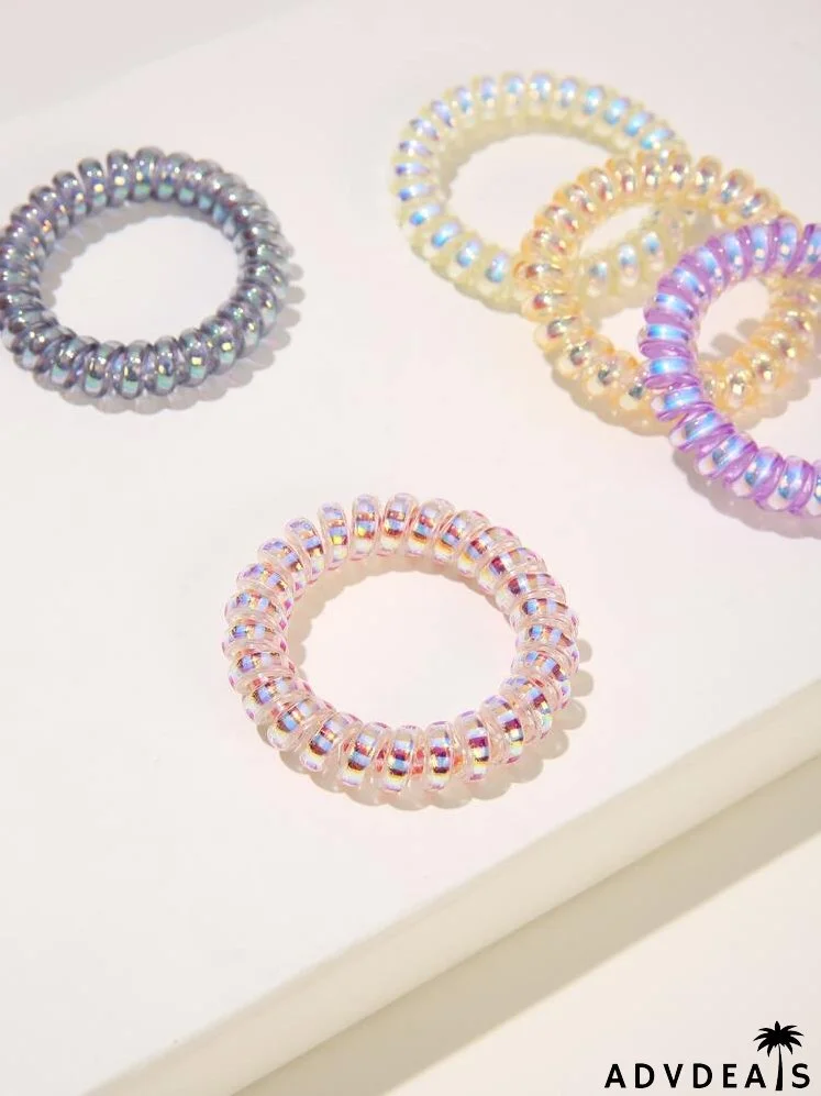 5pcs Simple Telephone Line Hair Tie