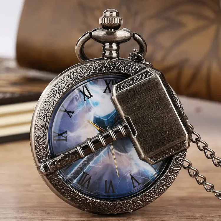 Cool Hollow Hammer Quartz Pocket Watch