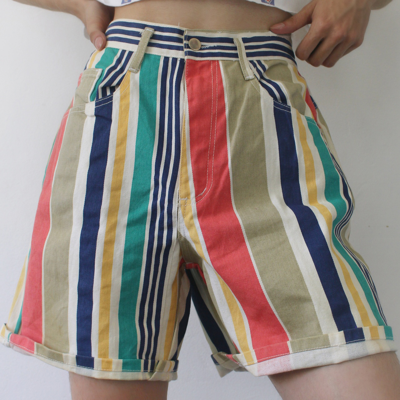 Womens Retro Summer Striped Casual Shorts / [blueesa] /