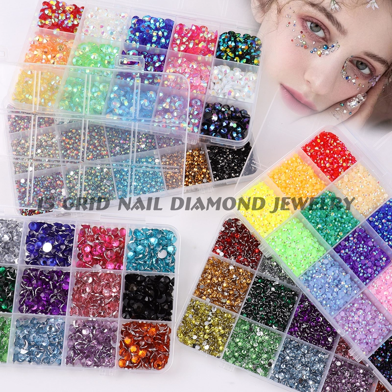15 Color Resin Bottoming Drill Color AB Diamond Mixed Color Acrylic Diamond Handmade DIY Stick-on Crystals Large Transparent Rhinestone Jewelry Suit