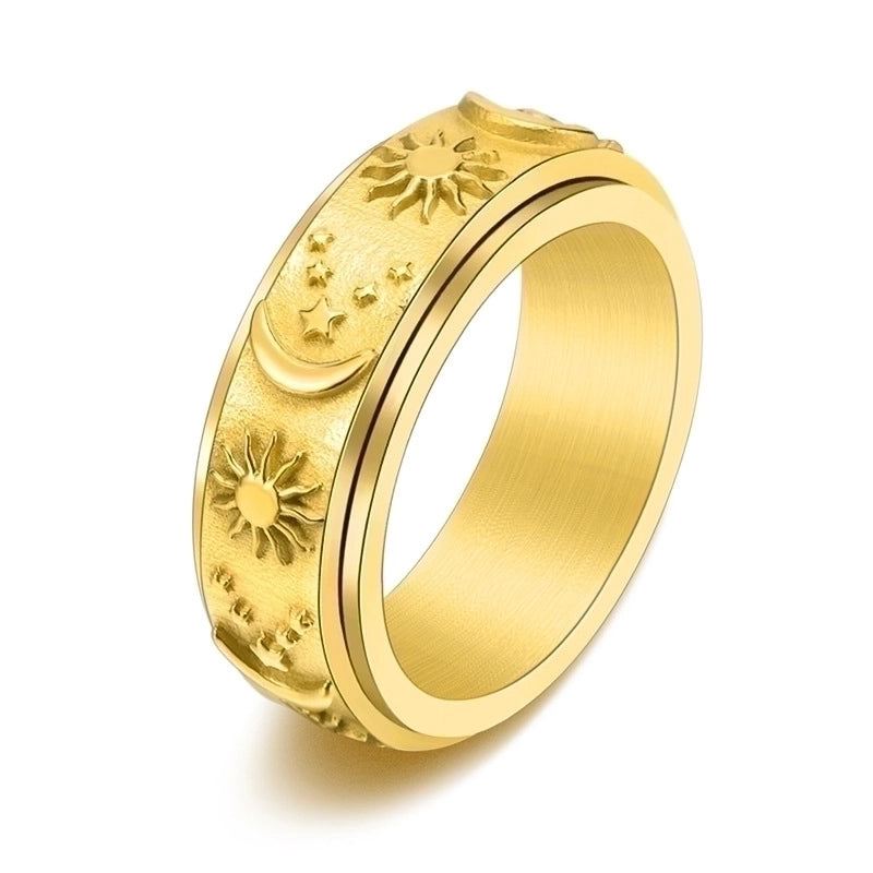 Jewelry Fashion Sun Moon 304 Stainless Steel 18K Gold Plated Plating Rings