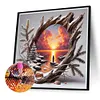 Coucher de soleil cr&eacute;puscule-perceuse ronde peinture diamant-40*40cm