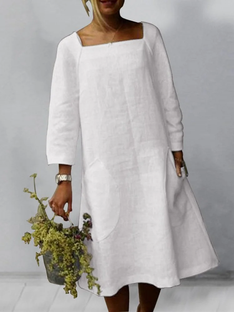 Square Neck Side Pocket Dress