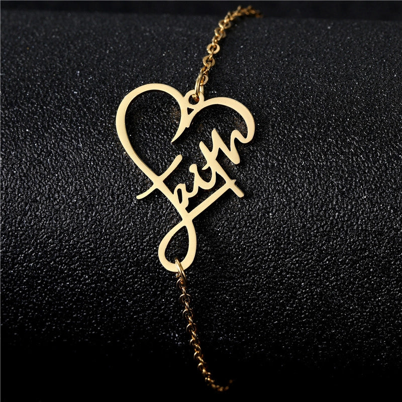 Basic Minimalist Cross Letter Heart Shape 201 Stainless Steel Plating Unisex Bracelets Men Chain Bracelets