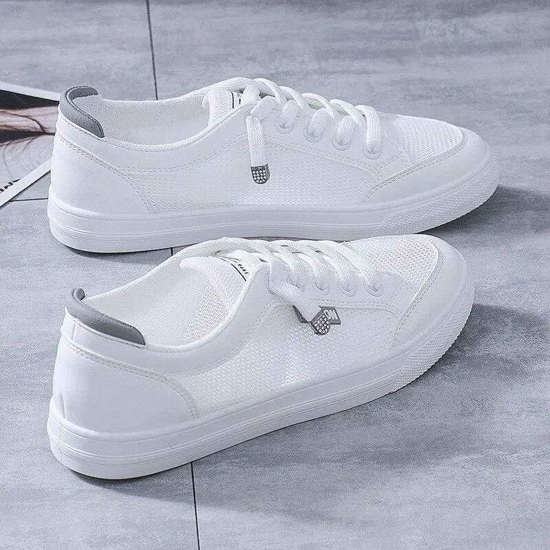 White Sneakers Women Summer Mesh Breathable Vulcanize Shoes Outdoor Walking Flats Female Spring Casual Shoes Chaussure Femme