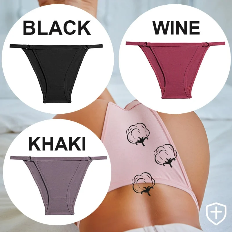 FINETOO 3PC/Set Women's Cotton Panties Underwear Metal Buckle Briefs M-2XL Female Underpant Low Waist Woman Sexy Panty Lingerie