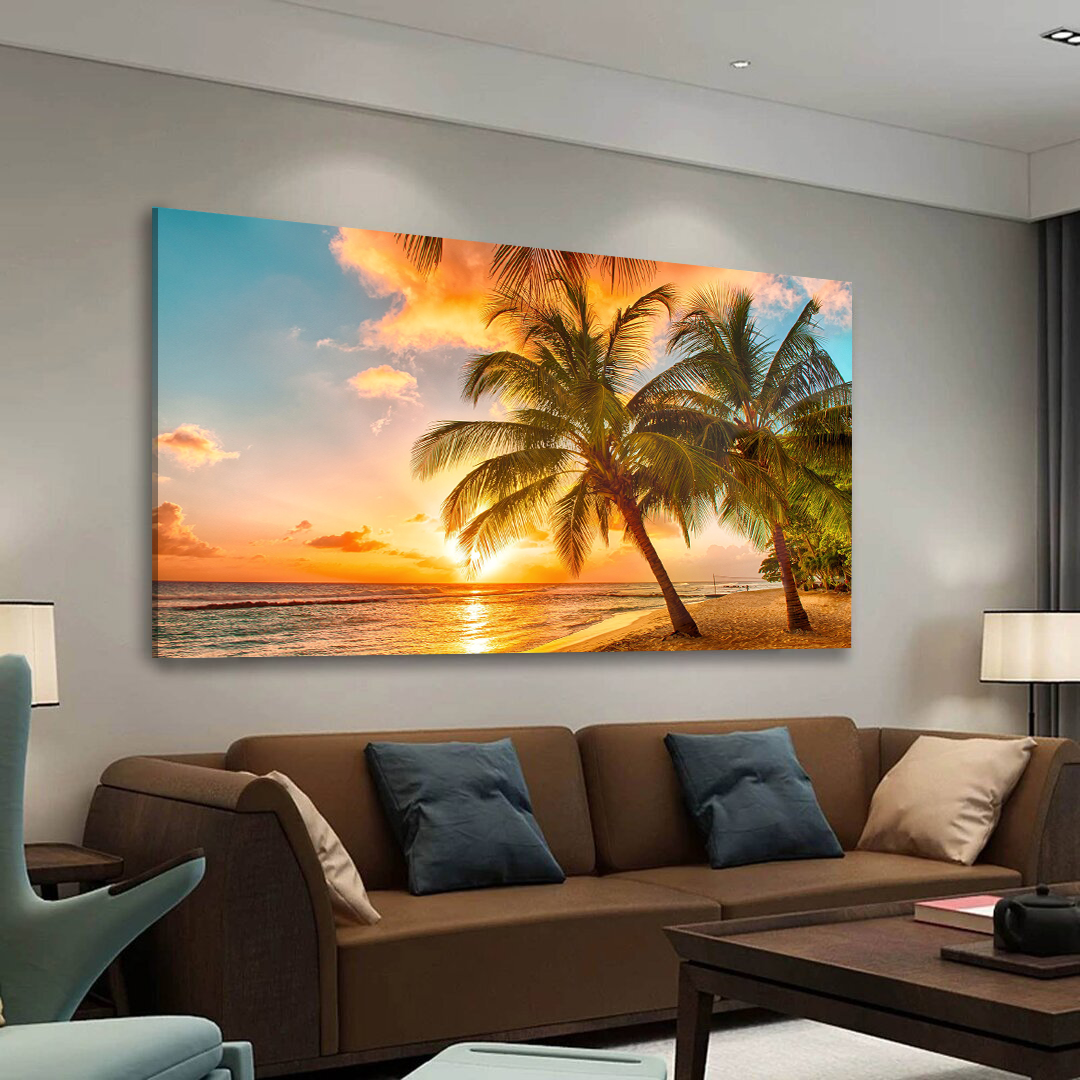 Paradise Tropical Island Beach with Palms Wall Art