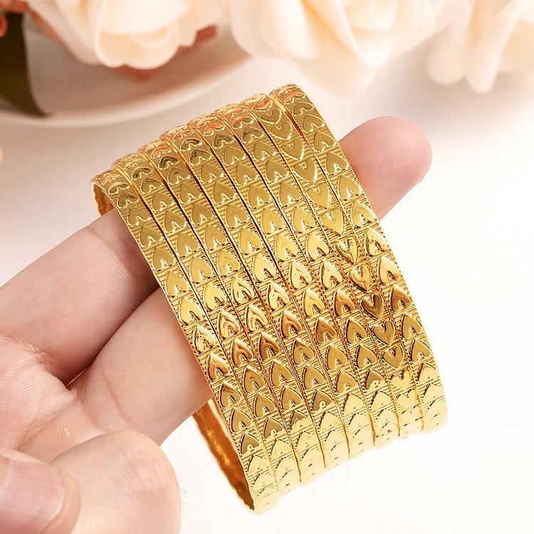 24k 4pcs lady Luxury Gold Color Jewelry Bangles For Women