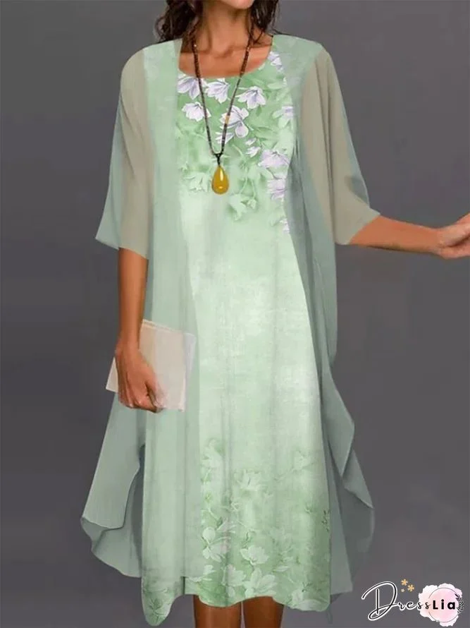 Casual Fake Two-piece Printed Maxi Dress S-3XL