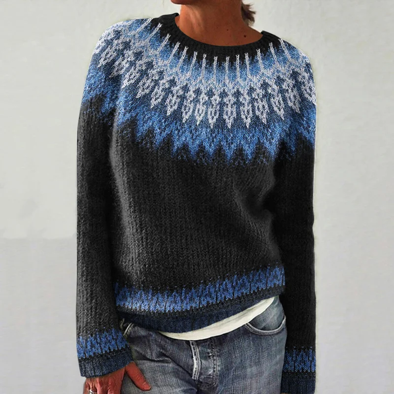 Vintage Fairman Island Knit Jacquard Crew Neck Sweater