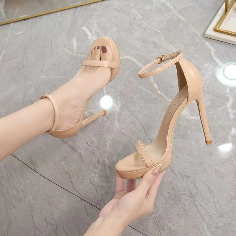 Breakj Breakj New Summer Net Red High Heels With Sexy 12Cm Fine And Silver Waterproof Table Sandals Woman