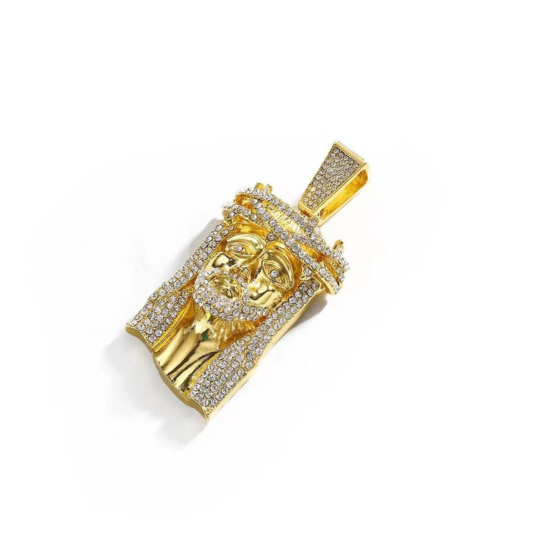 Hip-Hop Rock Cool Style Human Face Alloy Rhinestones Men’s Pendant Necklace