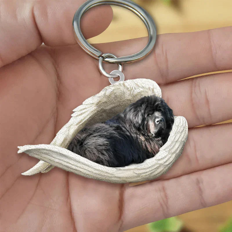 VigorDaily Sleeping Angel Acrylic Keychain New Foundland Dog