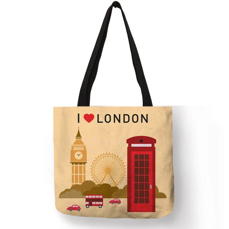 Women’s Medium Polyester Printing Basic Classic Style Square Open Shoulder Bag