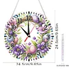 Lila Kranz 2D flache DIY-Acryl-Diamantmaler-Uhrenanh&auml;nger mit Uhrenfunktion 9,65x9,65 Zoll f&uuml;r Hauswand- oder Fensterdekoration