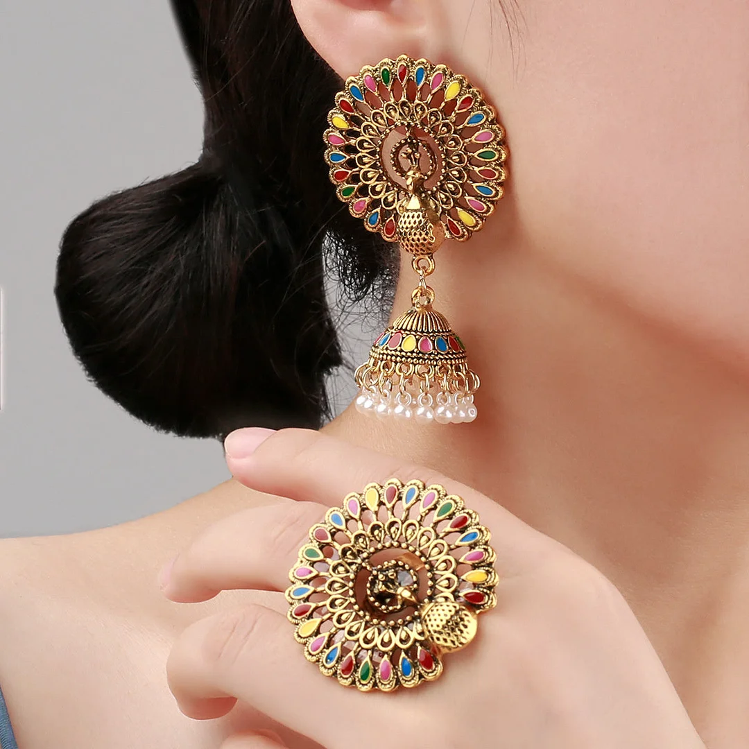 Women's Bohemia Earrings Ring Set
