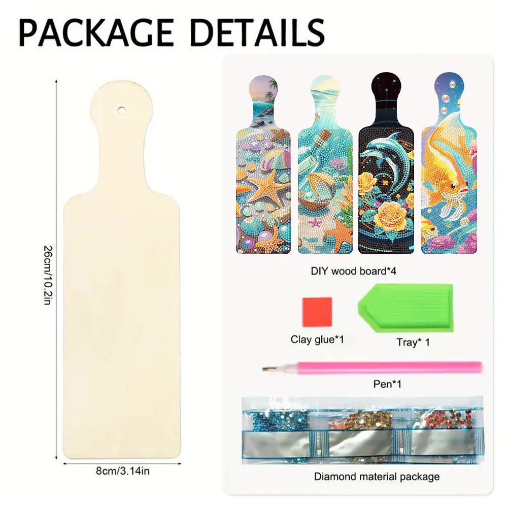 4Pcs DIT Landscape Wooden 5D Diamond Painting Serving Tray Art Craft for Home Decor