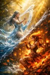 Luxury AB Velvet Diamond Painting Kit - The Beauty of Water and Fire