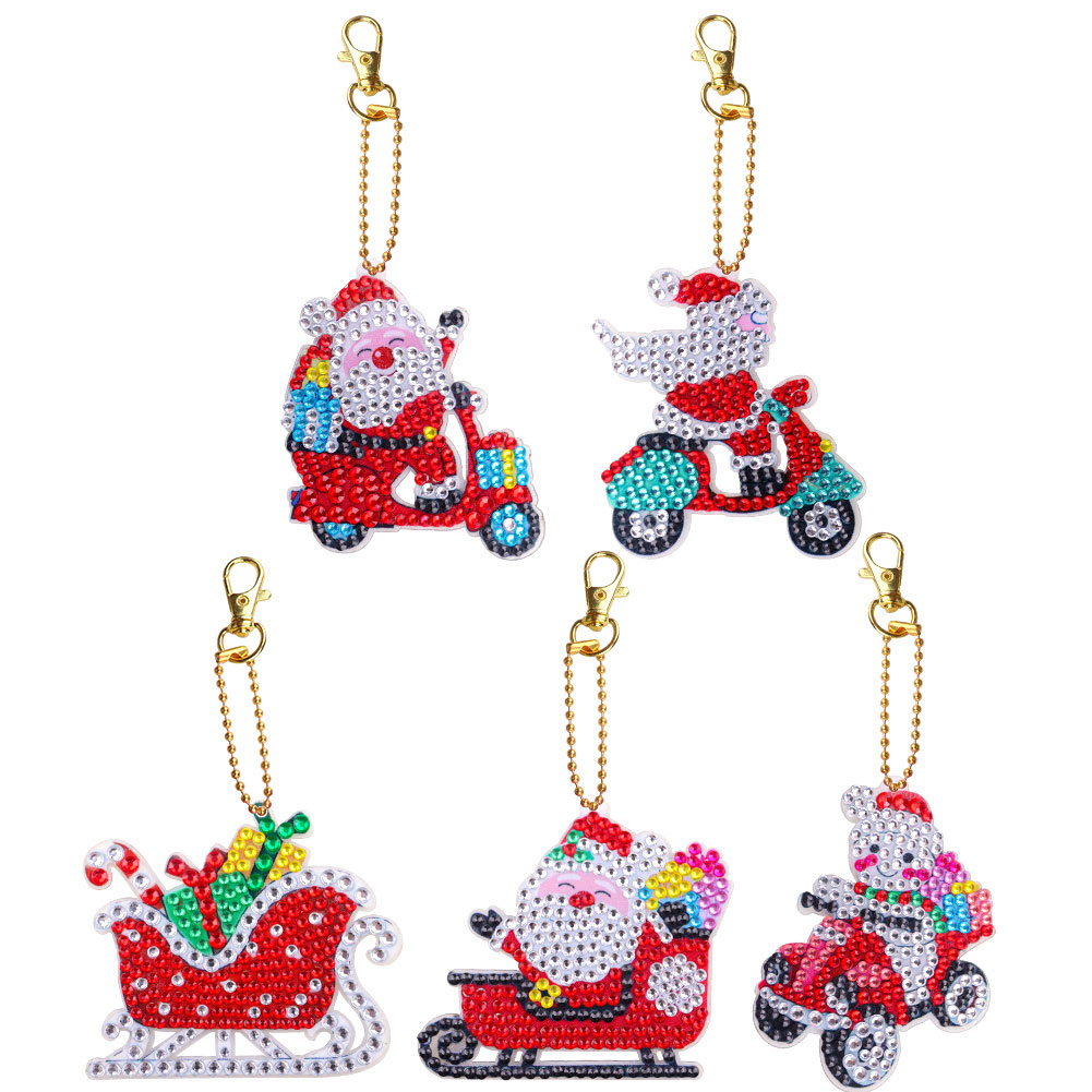 

5pcs Christmas Double Sided - 5D DIY Craft Keychain, 501 Original