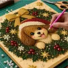 Kit de peinture de perles &agrave; cadre DIY pour chiot de couronne de No&euml;l 20x20cm
