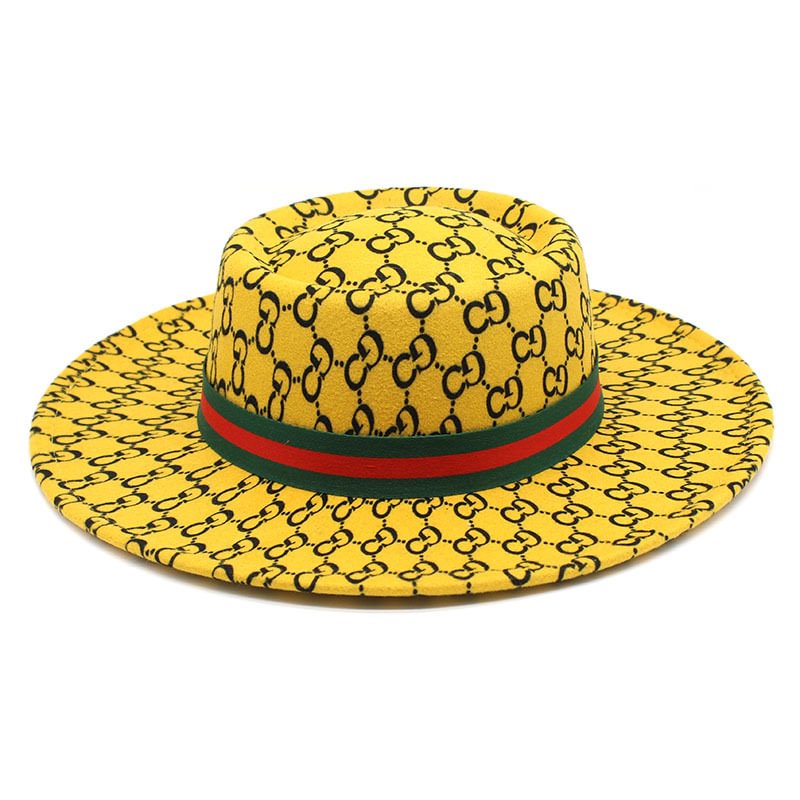 Clarence Reversible Colorblock Wool Jazz Hat-Yellow