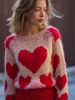 Valentine's Day Hearts Gradient Cozy Knit Sweater