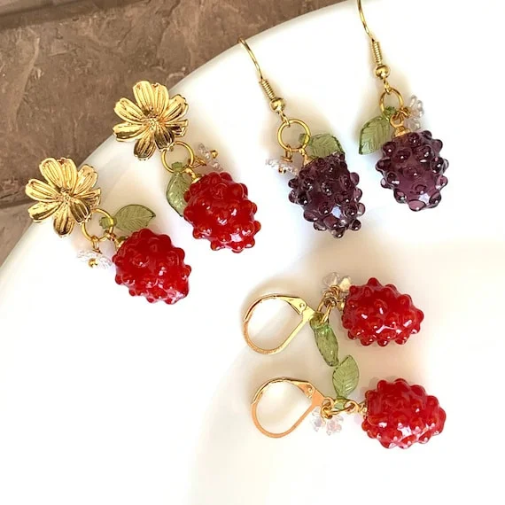 Raspberry Earrings Blackberry Earrings
