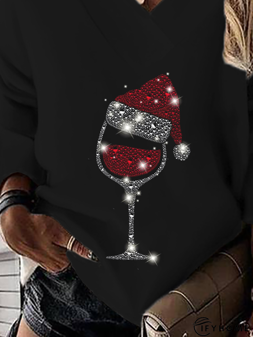 Casual Wine Glass Christmas Sweatshirt Xmas Hoodies | IFYHOME