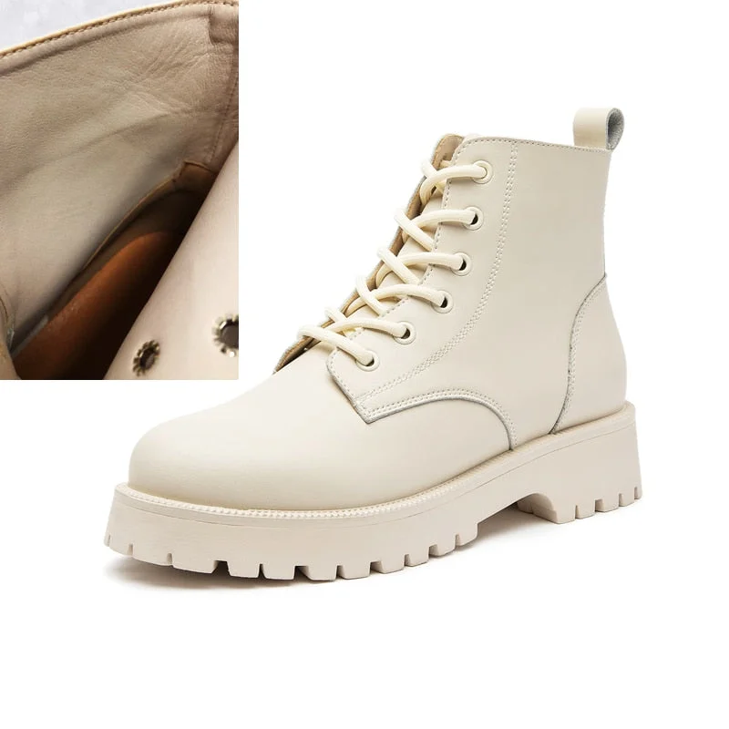 Christmas Gift Women Martin Boots Genuine Leather 2022 New Autumn Fashion Women Short Boots British Style Thick-soled Women's Motorcycle Boots