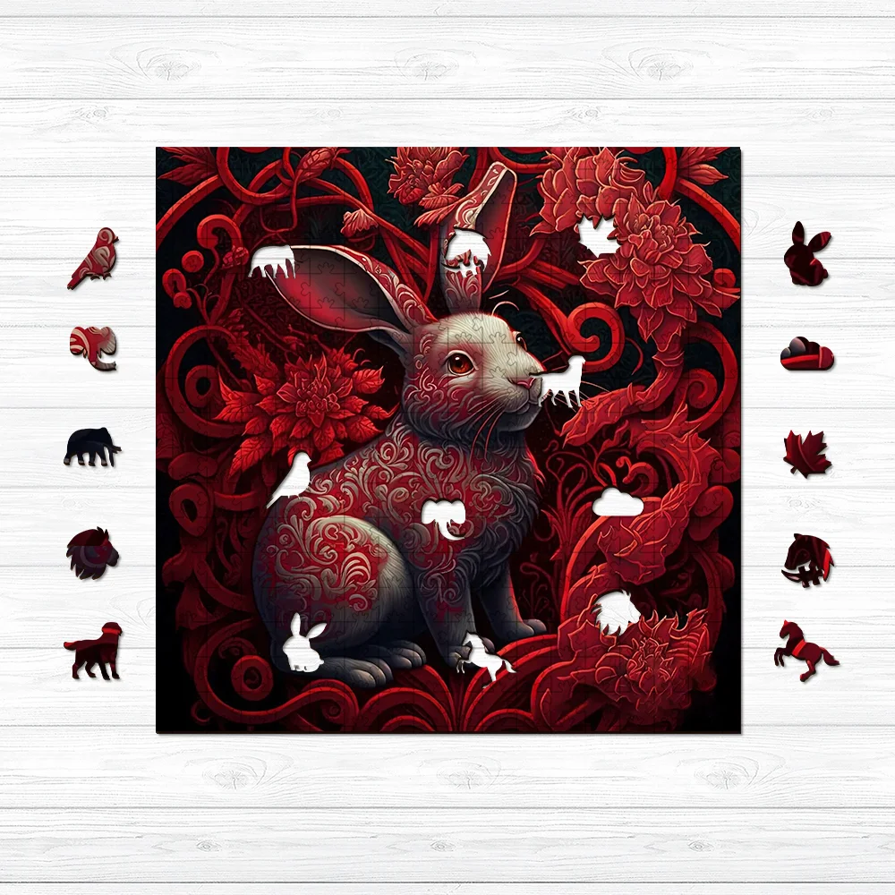 Ericpuzzle™ Ericpuzzle™Red Rabbit Wooden Jigsaw Puzzle