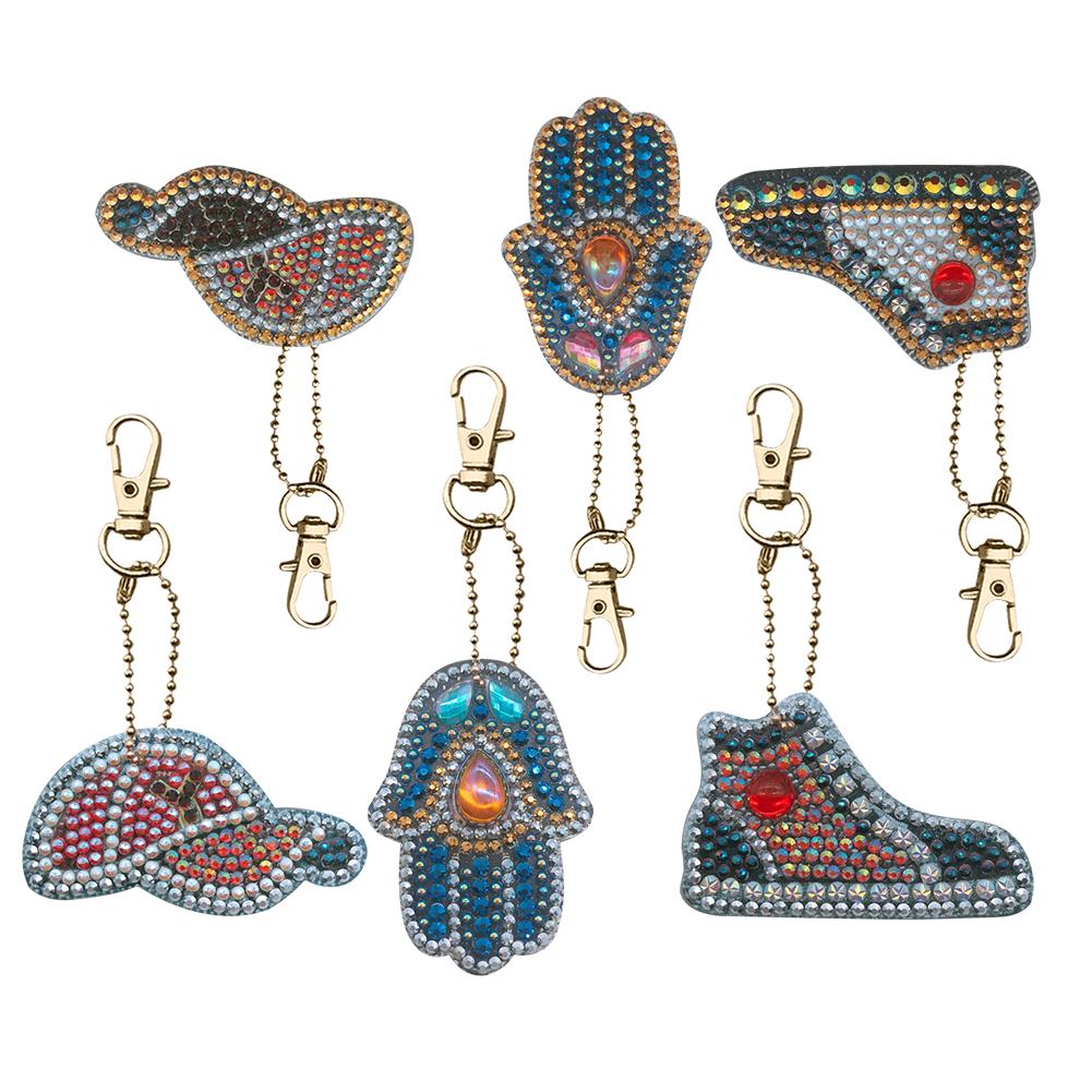 

6pcs Gloves Hat Shoes-DIY Creative Diamond Keychain, 501 Original