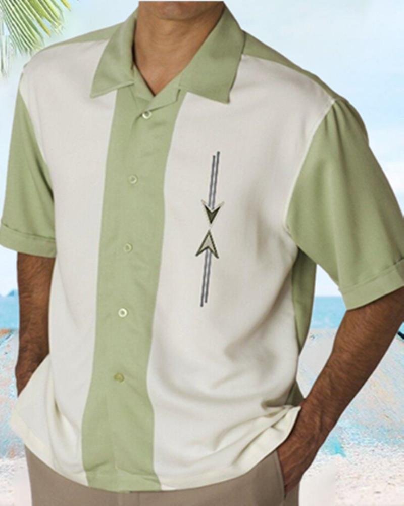 Mens Stitching Button Shirt