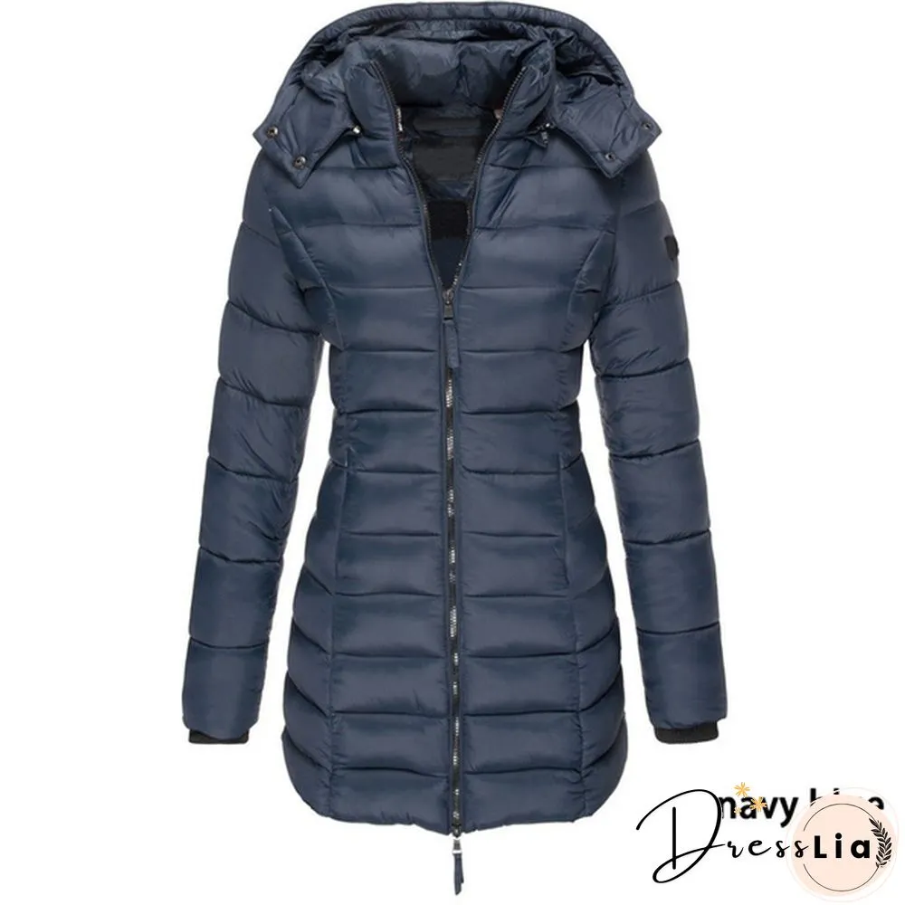 New Women Winter Long Coat Thicken Warm Hooded Cotton Padded Puffer Jacket Overcoat